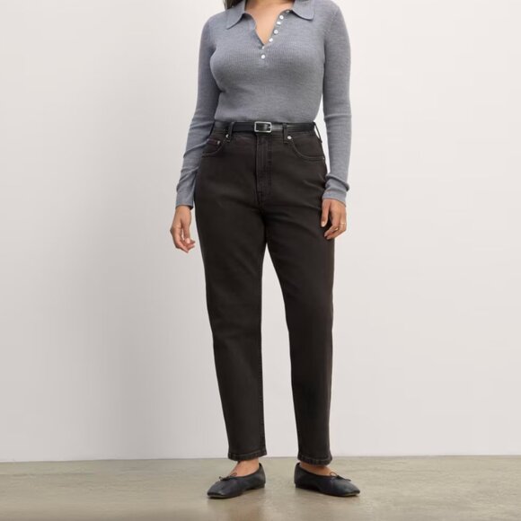 EVERLANE The Curvy Cheeky Straight Jean Size 24 Ankle Length Washed Black - Picture 1 of 8